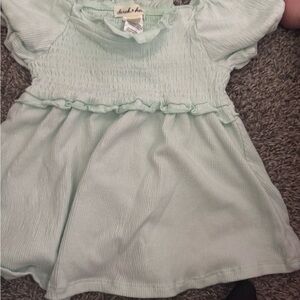 Derek Heart Mint Smocked Top with Ruffle Trim